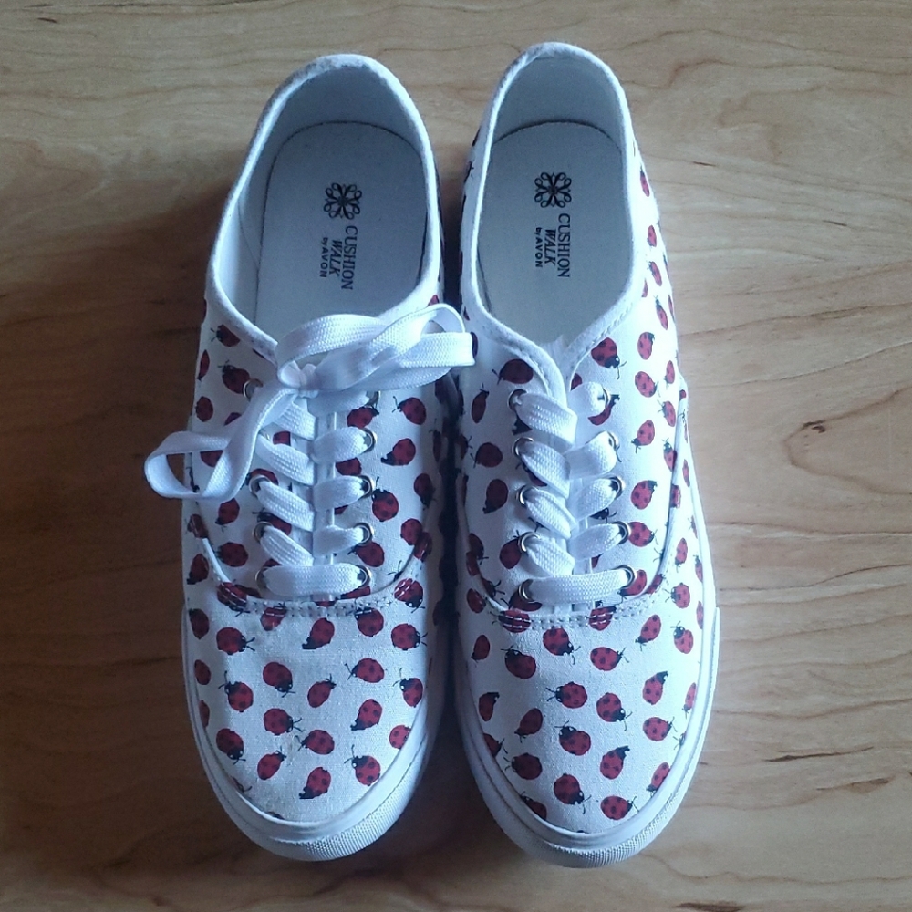 Avon White and Red Ladybug Sneakers